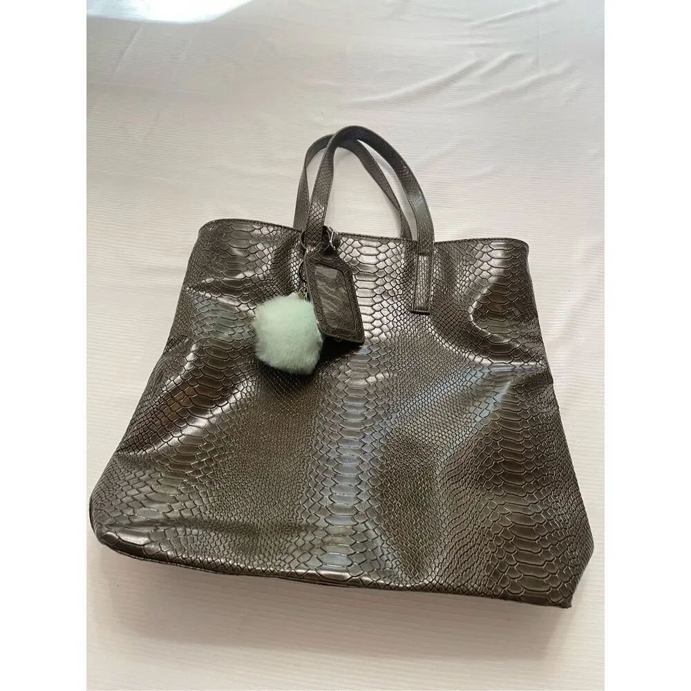 Carine Roitfeld x Uniqlo Brown Faux Snakeskin Tote